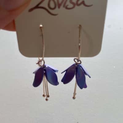 Lovisa Rose Gold Purple Flower Drop Earrings 