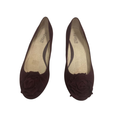 Womens Diana Ferrari Shoes Velvet Flats Size 7.5 Cherry Red 