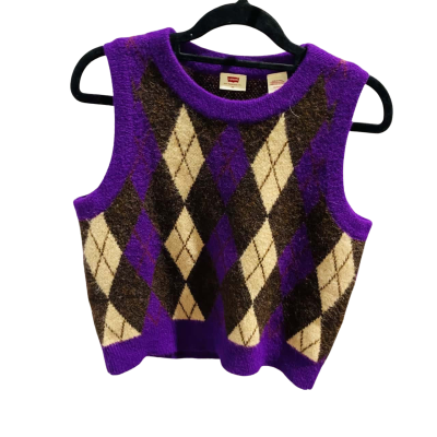 Levi's Womens Super Cozy! Knitted Vest Size XS Beige / Brown / Purple 