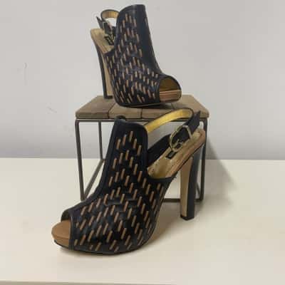 Mimco Womens Size 39 Heels Black / Brown / Gold 