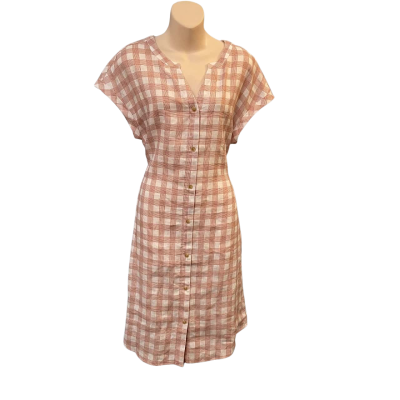  Womens  jacquie Size 12 Midi Dress / Short Sleeve Dress  Gingham / Red / White 