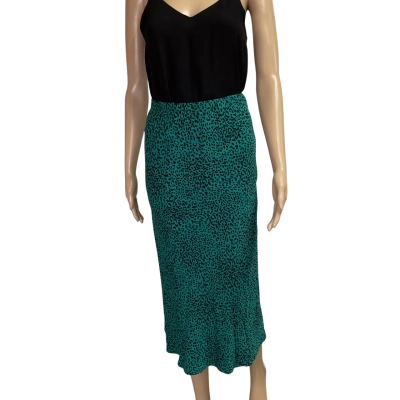 Kookai Womens  Size 34 Midi Skirt Black  / Green / Pattern 