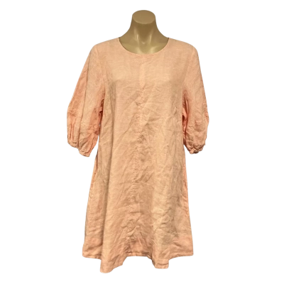 Seed Heritage Womens Size 12 Pale Orange 100% Linen Short Sleeve Mini Dress 