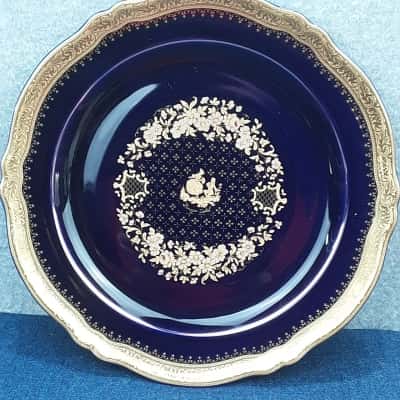 Limoges Castel Champes Elyiees blue plate with gold detail
