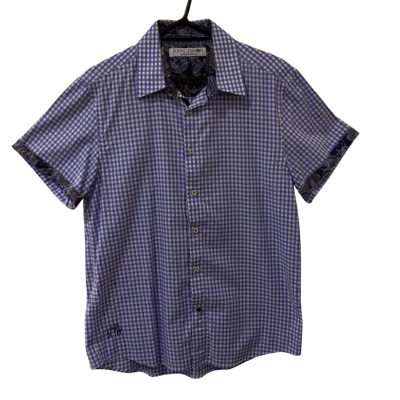 John Lennon by English Laundry Mens  Size L Short Sleeve Shirt Blue / Checked 