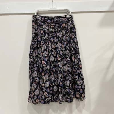 Witchery Womens  Size 14 Maxi Skirt Black  / Floral 