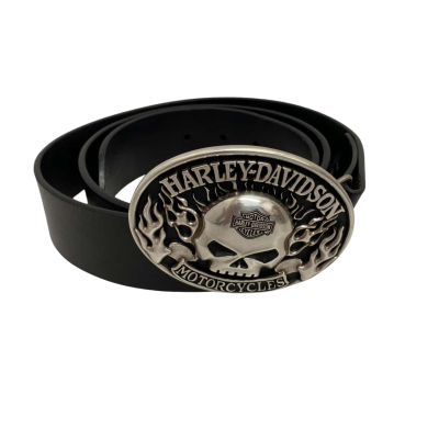 Harley Davidson Belt With Skull Motif Buckle