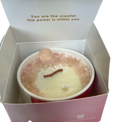 New - The Natural Experience Rose Quartz Japanese Honeysuckle Candle 