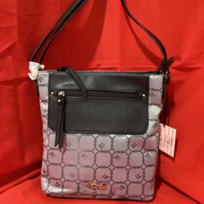New Kate Hill Crossbody Bag with Chain Link Pattern and Black Front Pocket