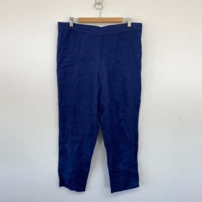 Blue Illusion Blue Linen Loose Fit Pants  Size L 