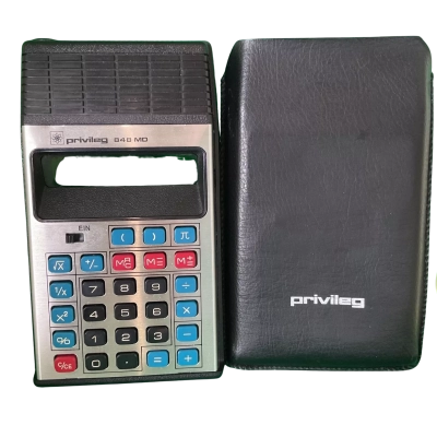 Vintage Quelle Privileg 848 MD Pocket Calculator and Leather Case