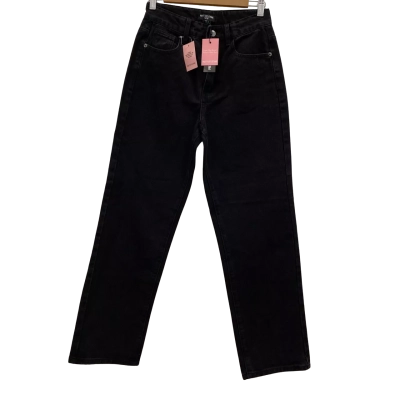 Pretty Little Thing Women's Petite Denim Pants Size 6 Straight Leg Pants Black BNWT