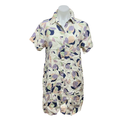 Rachel Zoe Womens 100% Linen Size S Shirt Dress Multicoloured / Pattern 