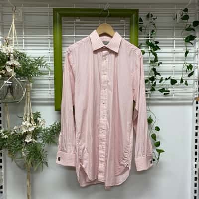  Ede & Ravenscroft Mens Long Sleeve Shirt Checked / Pink Size 42 