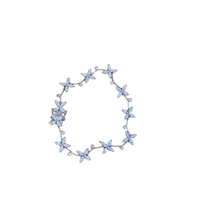 925 CZ Flower Curved Bracelet