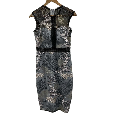 Bariano Australia polyester black and silver dress, Size 8