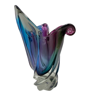 Stunning Murano style vase 24cm purple-blue-green