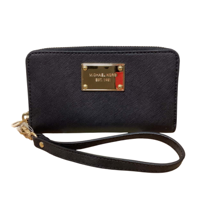 BNWT Michael Kors Womens Black Leather Wristlet