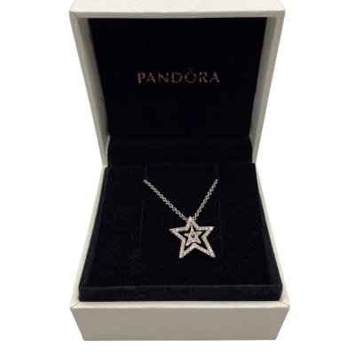 Pandora Paue Asymmetric Star Collier Necklace (48cm Chain) In Original Box