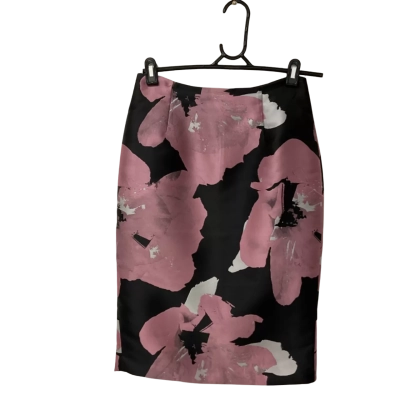Women’s David Lawrence Size 8 Midi Skirt Black  / Pattern / Pink  / White 