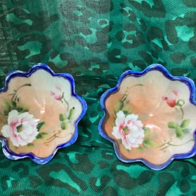 Antique Nippon Scalloped Porcelain Candy Dishes.