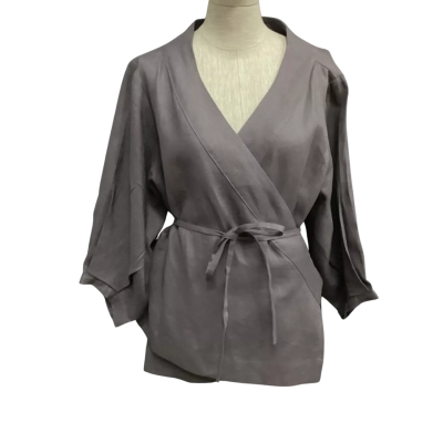  NEW - Dogstar Size 14 Wrap Around 3/4 Sleeve Top Grey 