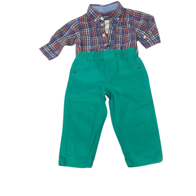 OshKosh/Milky Kids  Size 0 / 3-6m Set Checked / Green 