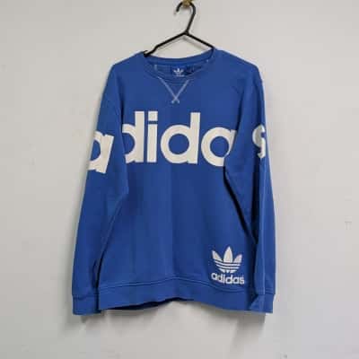 Adidas Mens Blue Crew Neck Jumper Size L 