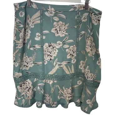 Karl Lagerfeld Womens  Size 14 Green /Cream / Black Floral skirt