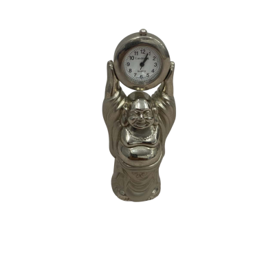 Landmark Japan Quartz Desk Clock Silver Happy Buddha 