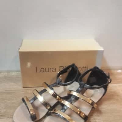 Laura  Biagiotto Womens  Size 39 Black and Glass Sandals 