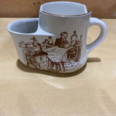Vintage Burleigh Ironstone Stafford Shaving Mug  Mens White 
