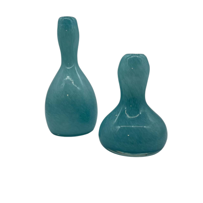 2x Blue Glass Vase