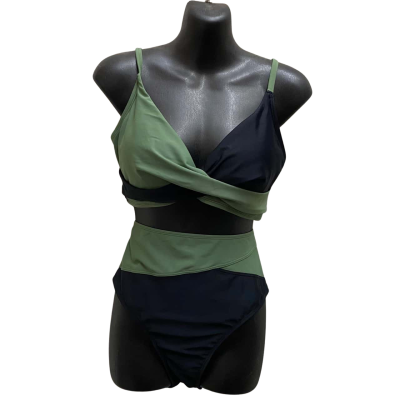  Womens Black  / Khaki Cupshe size L 3 piece Swimsuit set