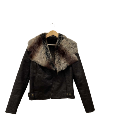  Womens  Size M Biker Jacket / Winter Jacket Black  / Brown / Maroon 