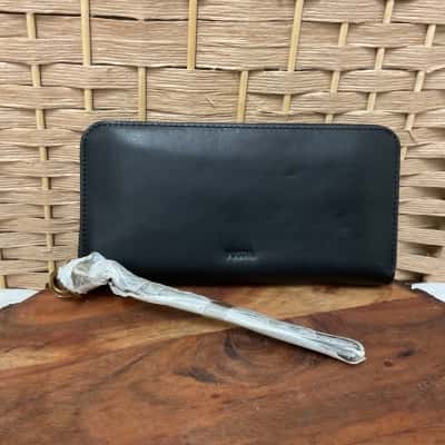 New Women’s Fossil Emma Lg Zip Clth Black RFID Protection Purse Wallet Clutch Gift 