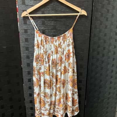 Tigerlily Womens  Size 12 Shoestring Strap Top Brown / Orange / White 
