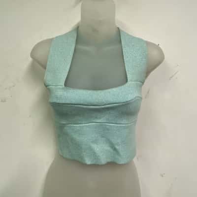 Sheike Womens  Size M Cropped Top Blue / Silver 