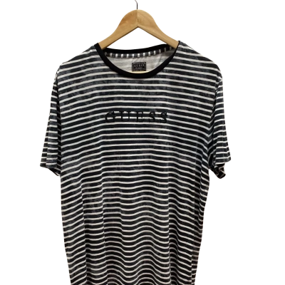 Guess Mens Size L Black Striped Tee