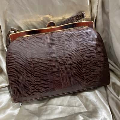 Genuine Lizard Skin Womens Handbag Brown 
