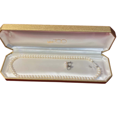  Women's Vintage Lotus 700 835 Silver Pearl Earrings / Necklace Set