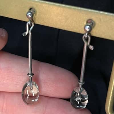 Vivianna Dew Drop Rock Crystal Earrings by Georg Jensen in 925 Sterling Silver