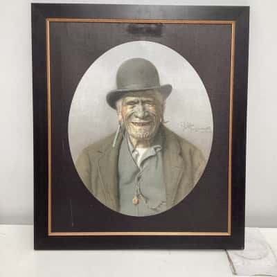 Framed  Print  of  Te Aho-te-rangi Wharepu By CF Goldie "A Good Joke" Canvas Print