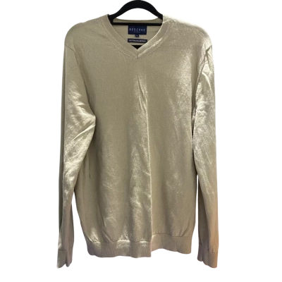 Reserve Mens Size S V-Neck Jumper Beige (100% Merino Wool)