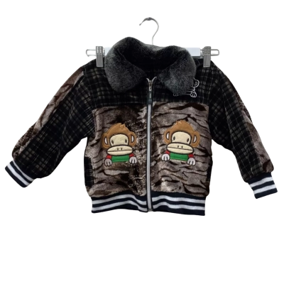  Kids Size 2 (approx) Jacket - Animal print / Checked Faux Fur 