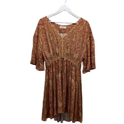Arnhem Rust Paisley Bohemian Mini Dress Size 10 
