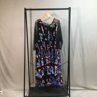 Taking Shape Womens  Size 24 Cocktail Dress Black  / Blue / Floral / Pink  / Silver 