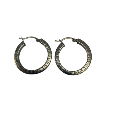 Pair of 925 Sterling Silver Gold-Look Hoop Earrings with Greek Key Design #hoopearrings #greekkey #sterlingsilver