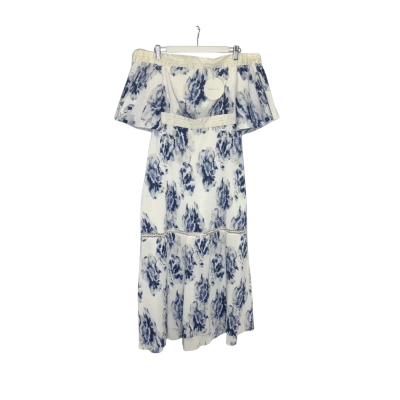 Talulah Womens  Size M Midi Dress / Off The Shoulder Dress Blue / Floral / White 