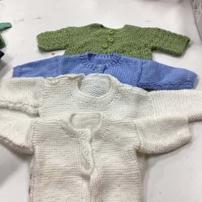  4 x hand knitted Size 0-3m Cardigans F